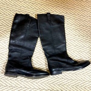Black leather riding boots